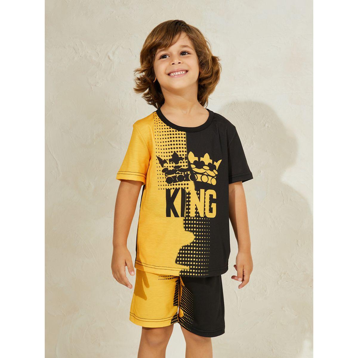 Styli Color Block Printed T-Shirt & Shorts Set-boys-clothing-setsandcoords-image-2