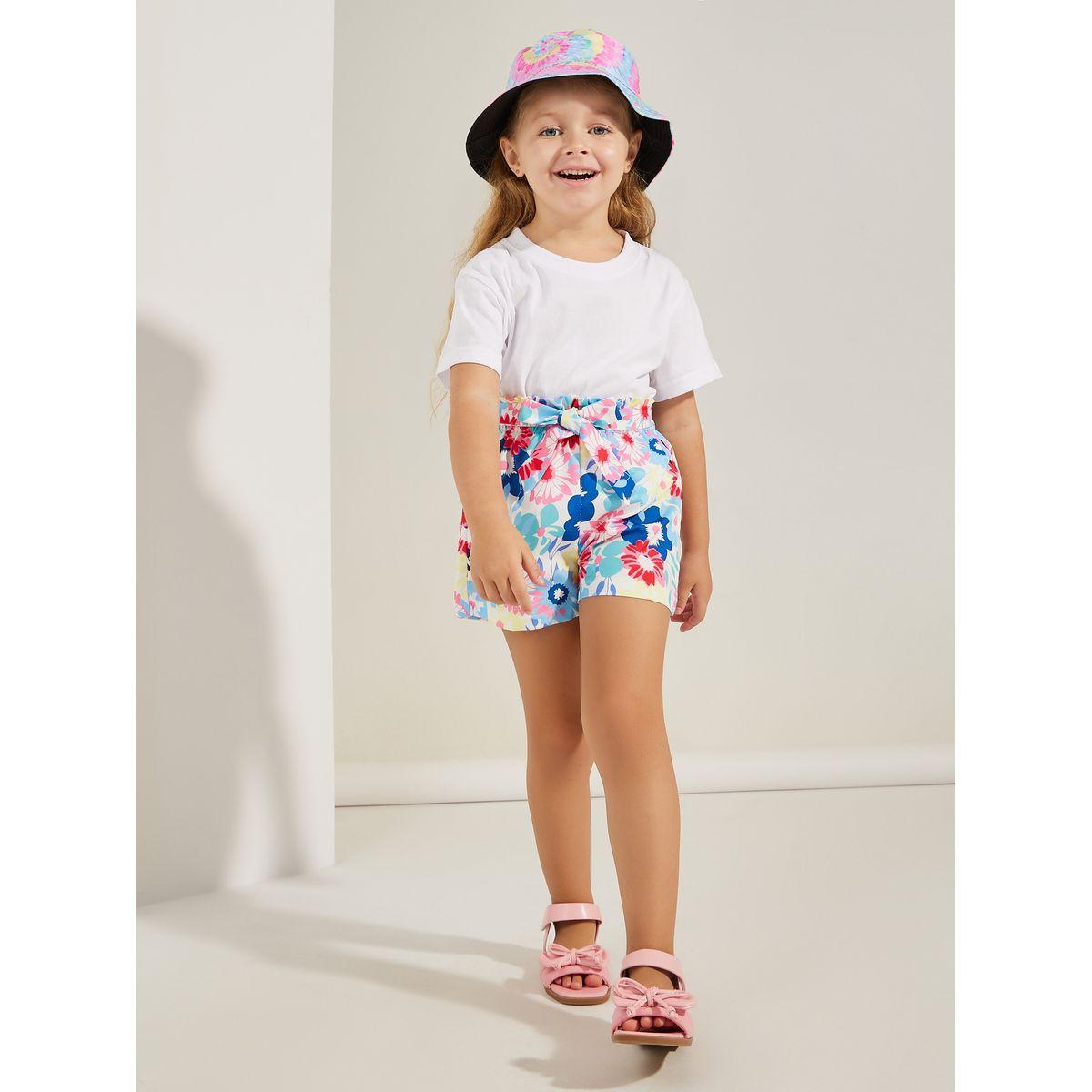 شورت مطبع بزهور مع رباط خصر-girls-clothing-bottoms-shorts-image-1