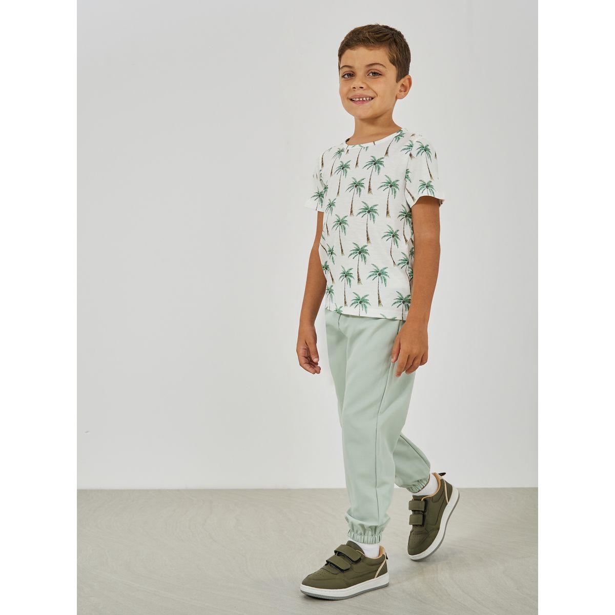 Styli Coconut Trees Print T-Shirt & Solid Pants Set-boys-clothing-setsandcoords-image-2