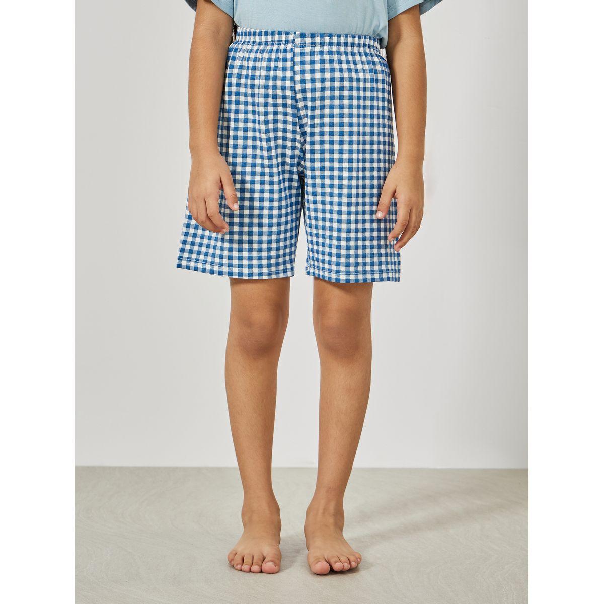 مجموعة من شورت كاروهات مع تيشيرت سادة-girls-clothing-nightwear-image-5