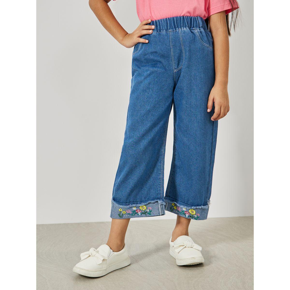 Styli Embroidery Hem Straight Leg Jeans-girls-clothing-bottoms-jeansandjeggings-image-1