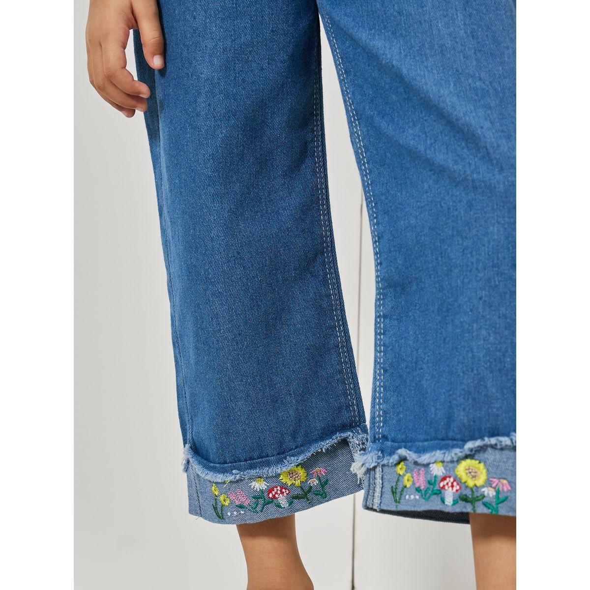 Styli Embroidery Hem Straight Leg Jeans-girls-clothing-bottoms-jeansandjeggings-image-3