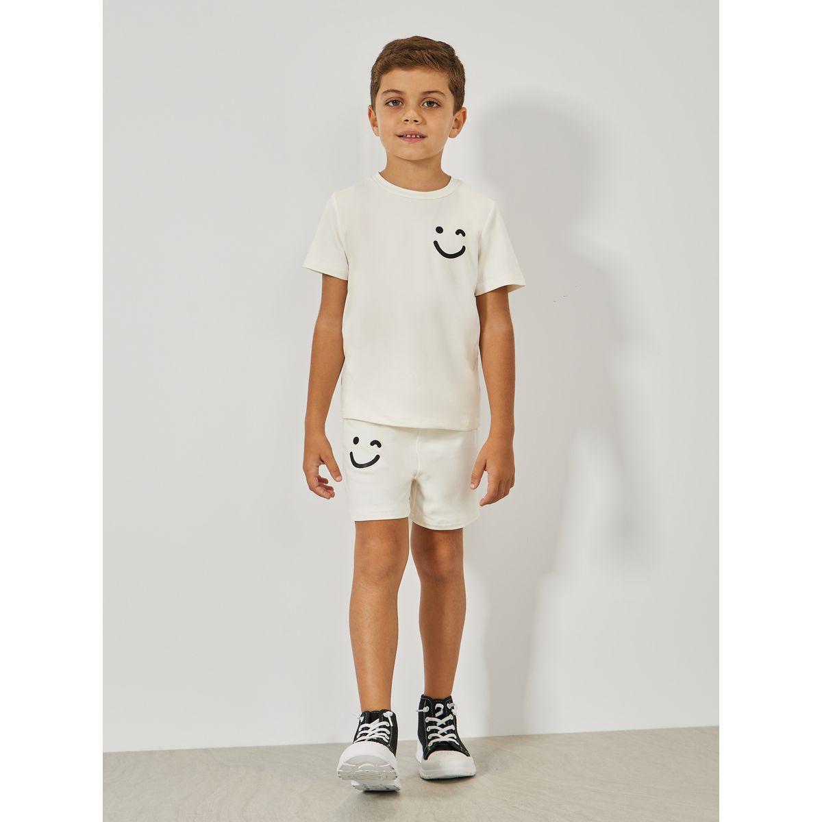Styli Smile Print T-Shirt & Shorts Set-boys-clothing-setsandcoords-image-1
