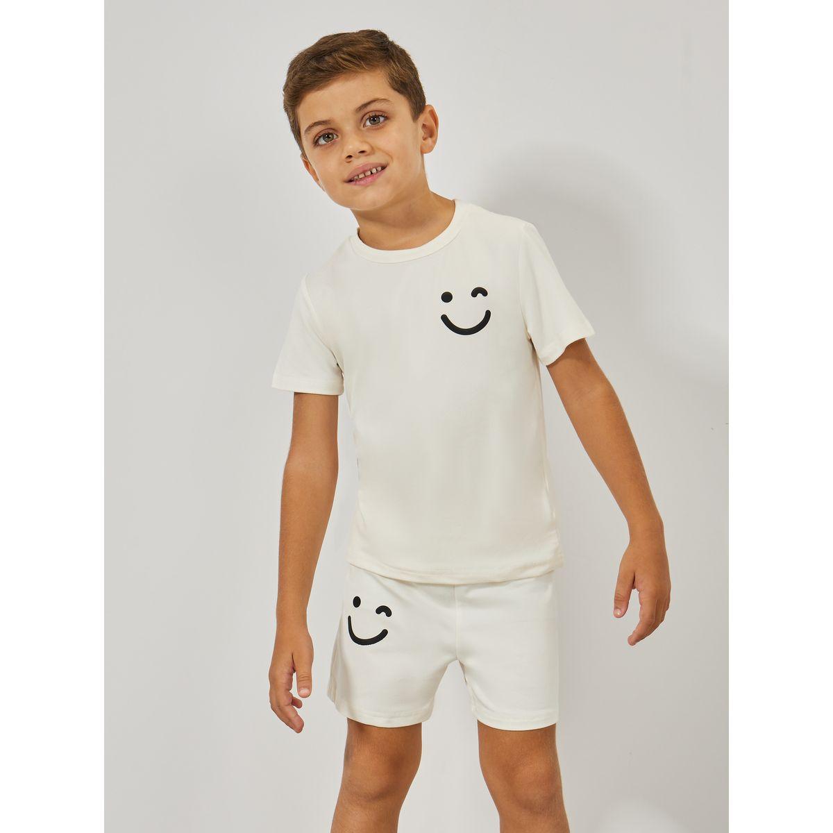Styli Smile Print T-Shirt & Shorts Set-boys-clothing-setsandcoords-image-2
