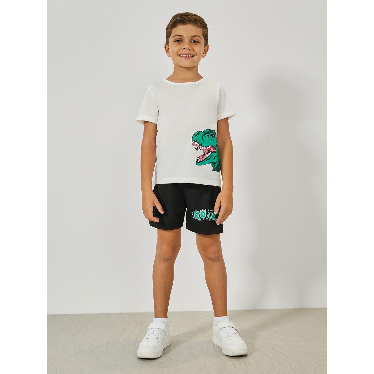 Styli Dinosaur Print T-Shirt & Shorts Set-boys-clothing-setsandcoords-image-1