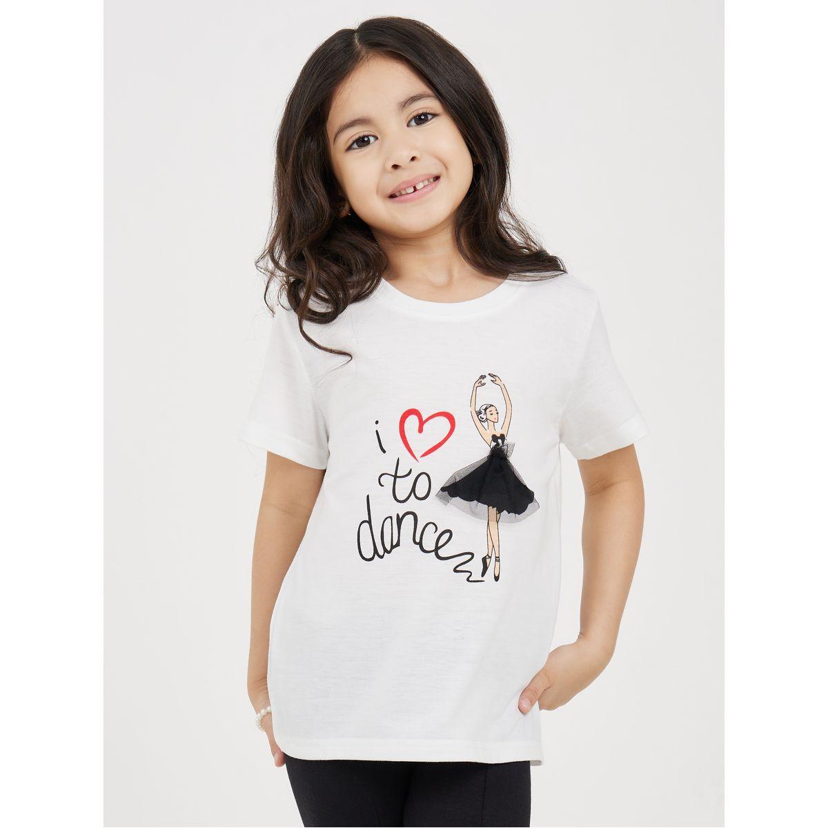 تيشيرت مطبع بكتابة مع اكمام قصيرة-girls-clothing-blousesandshirts-image-1