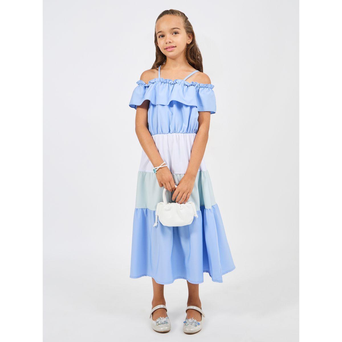 فستان بنمط كتل الالوان مع اكتاف مكشوفة-girls-clothing-dressesandjumpsuits-image-1
