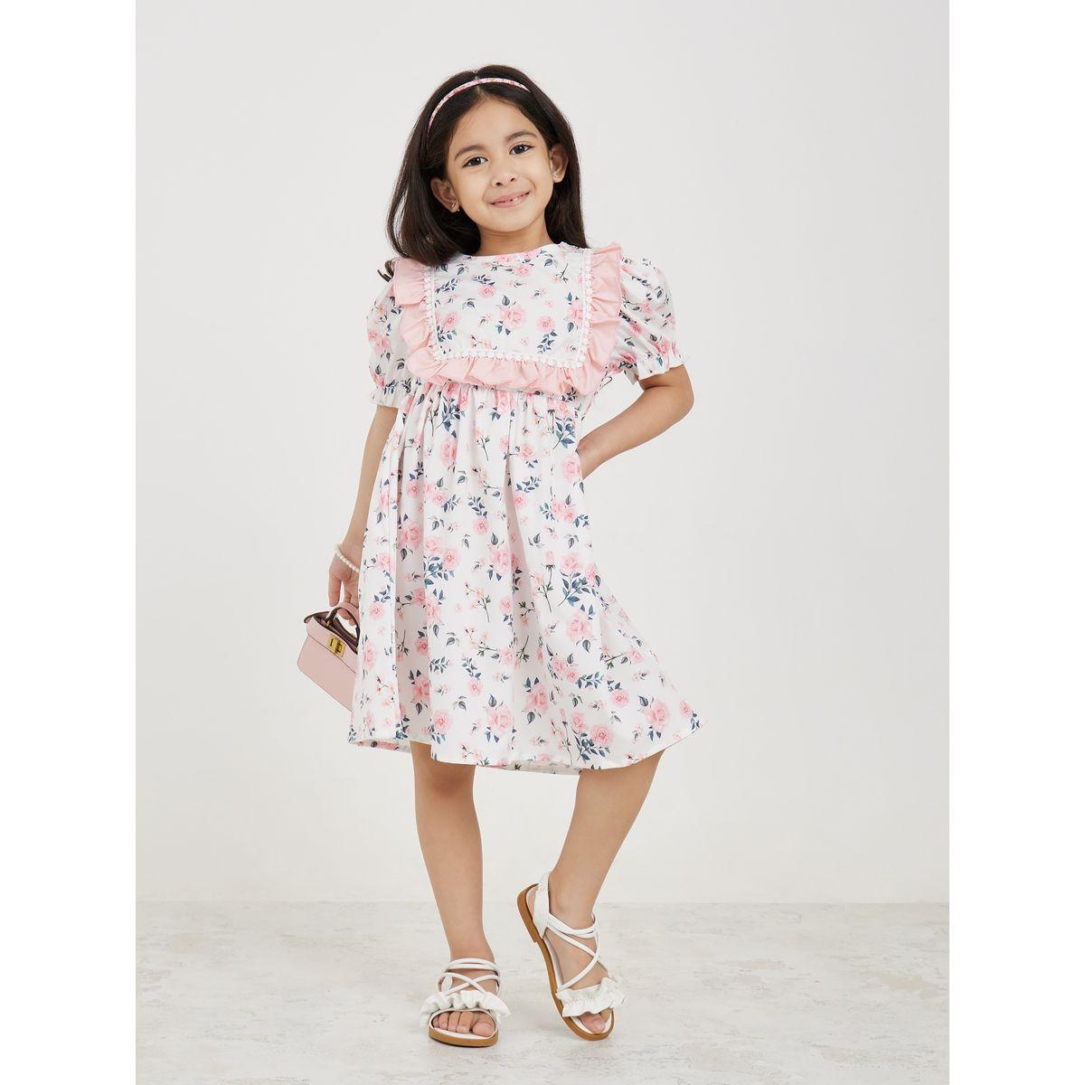 Styli  Ruffle Trim Floral Printed Dress-girls-clothing-dressesandjumpsuits-image-1