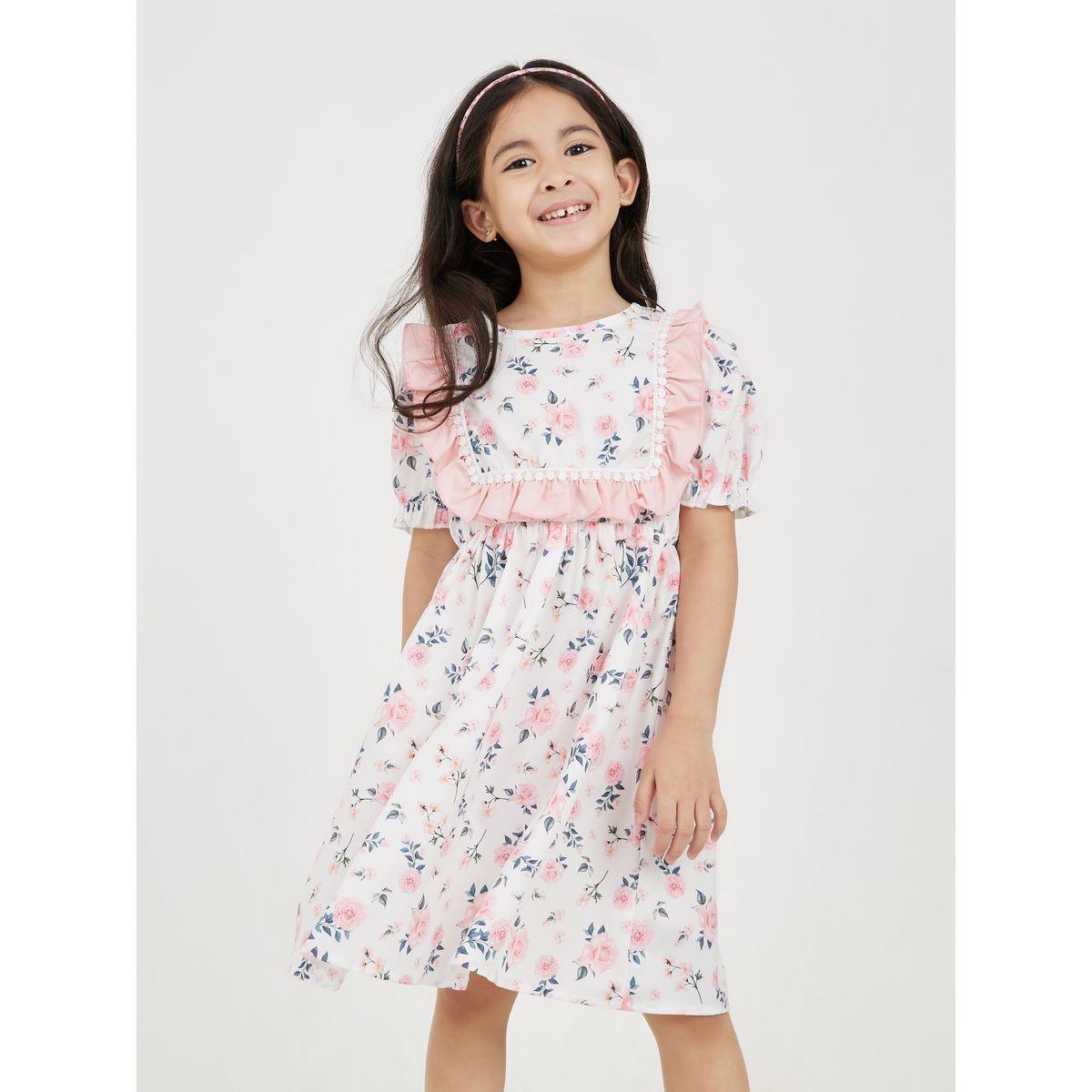 Styli  Ruffle Trim Floral Printed Dress-girls-clothing-dressesandjumpsuits-image-2