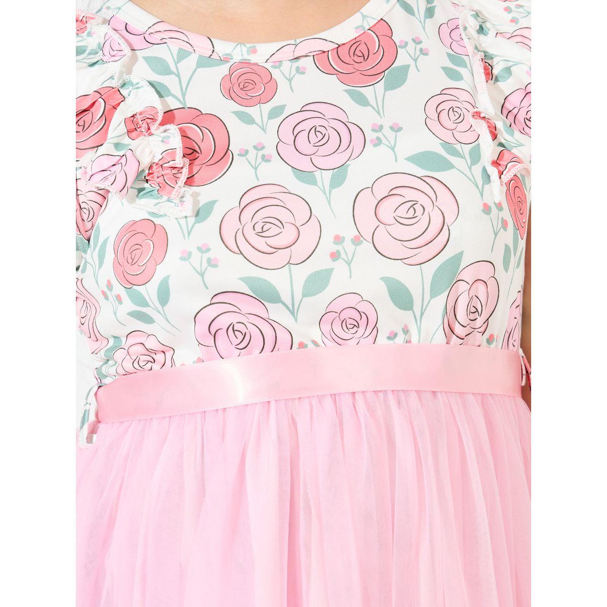 Styli Floral Print Ruffle Mesh Hem Dress-girls-clothing-dressesandjumpsuits-image-3