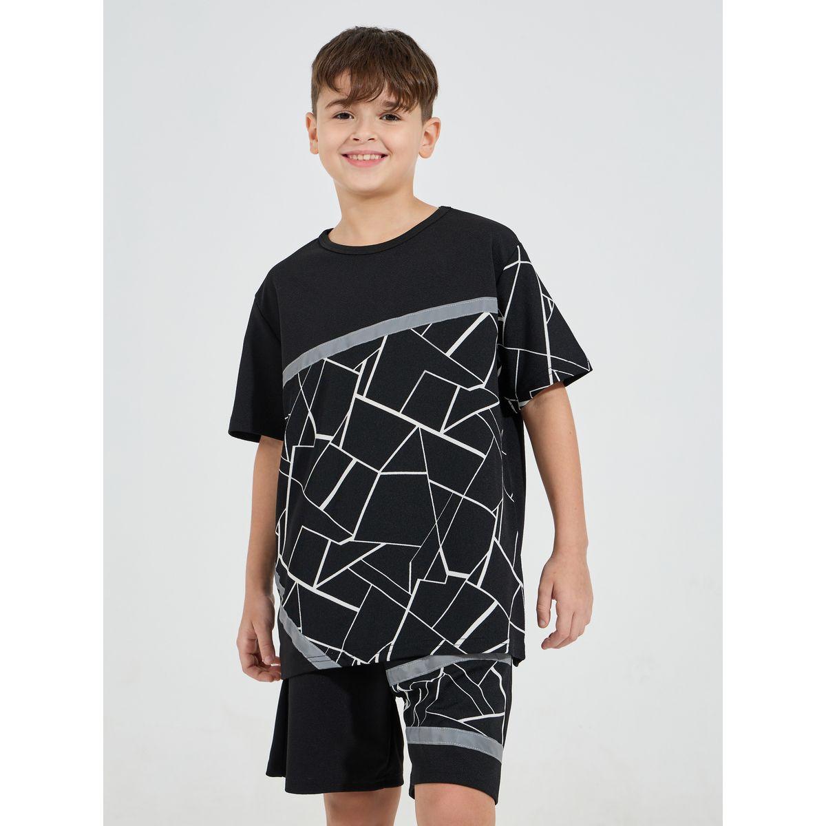 Styli Geo Print T-Shirt & Shorts Set-boys-clothing-setsandcoords-image-2