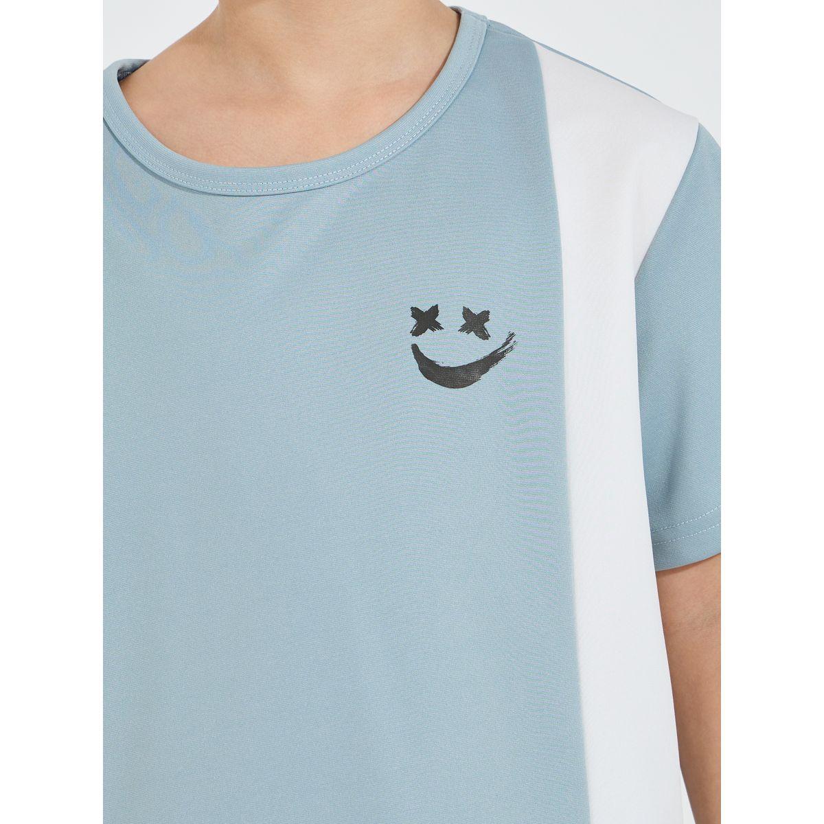 Styli Contrast Panel Printed T-Shirt & Shorts Set-boys-clothing-setsandcoords-image-3