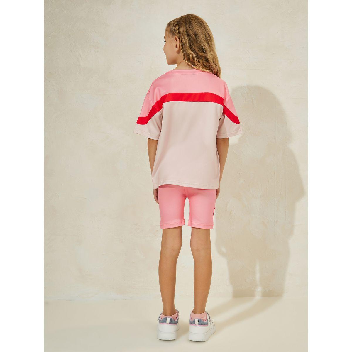 Styli Color Block Embroidery T-Shirt & Bike Short Set-girls-clothing-setsandcoords-image-4