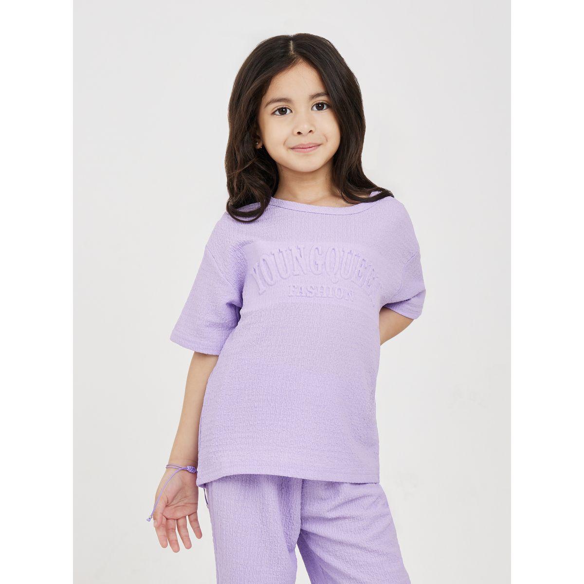 Styli Embossed Textured T-Shirt & Wide Leg Pants Set-girls-clothing-setsandcoords-image-3