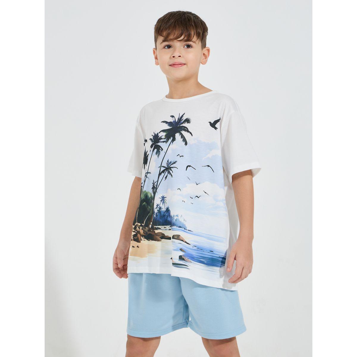 Styli Beach Graphic Print T-Shirt & Shorts Set-boys-clothing-setsandcoords-image-2