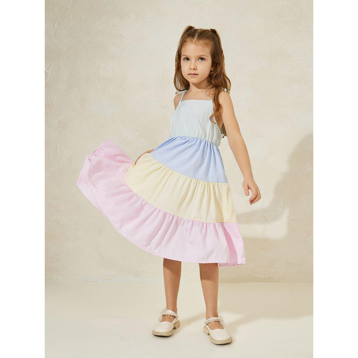 Styli Limited Strappy Color Block Tiered  Dress-girls-clothing-dressesandjumpsuits-image-2