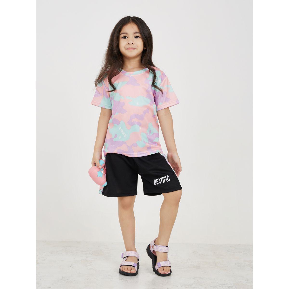Styli Camo Print T-Shirt & Shorts Set-sports-girls-clothing-sets-image-1