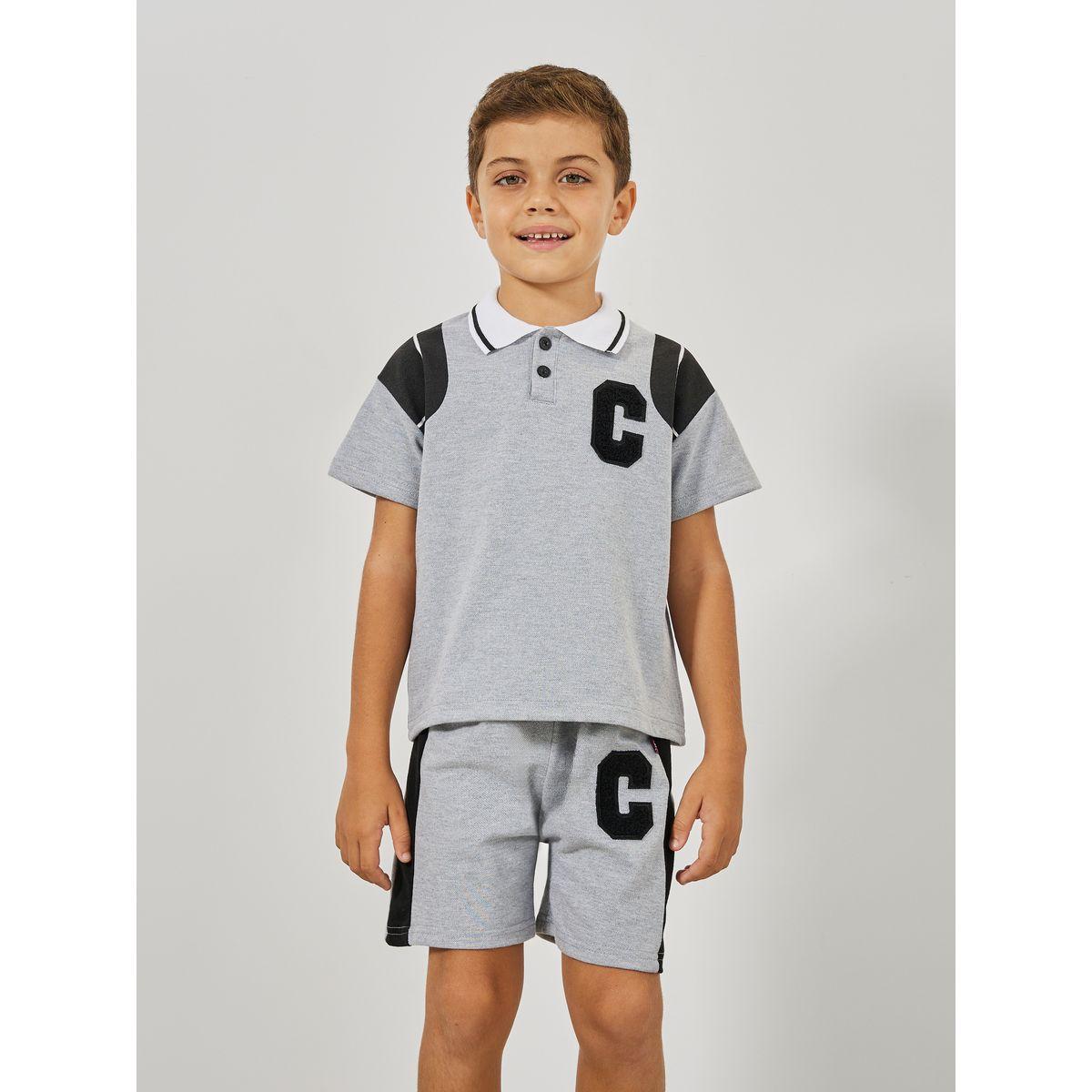 Styli Initial Patch Detail Polo T-Shirt & Shorts Set-boys-clothing-setsandcoords-image-2