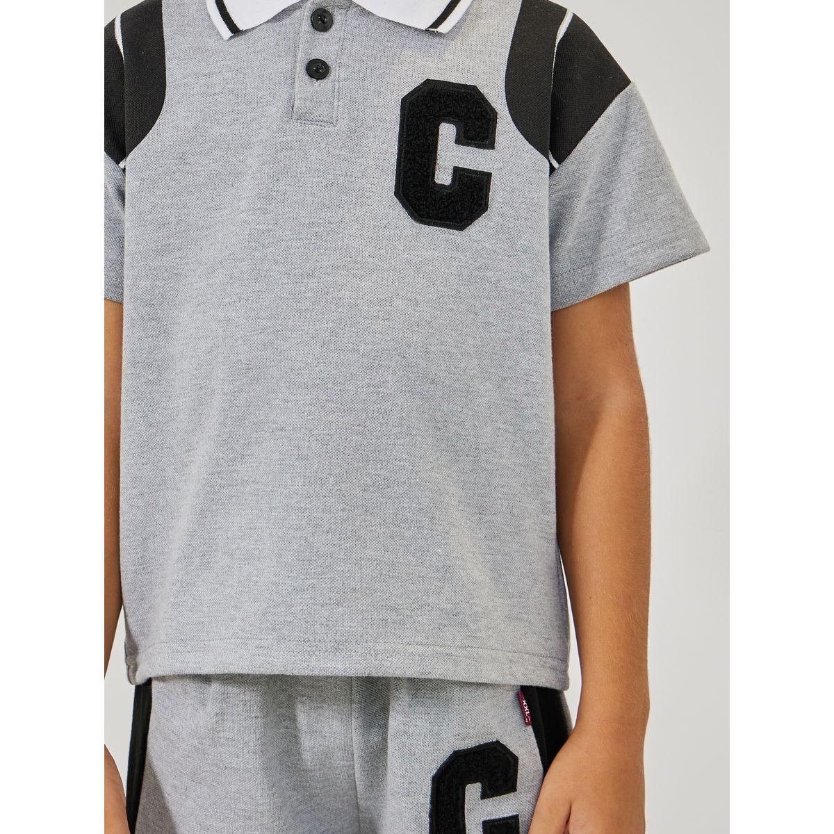 Styli Initial Patch Detail Polo T-Shirt & Shorts Set-boys-clothing-setsandcoords-image-3