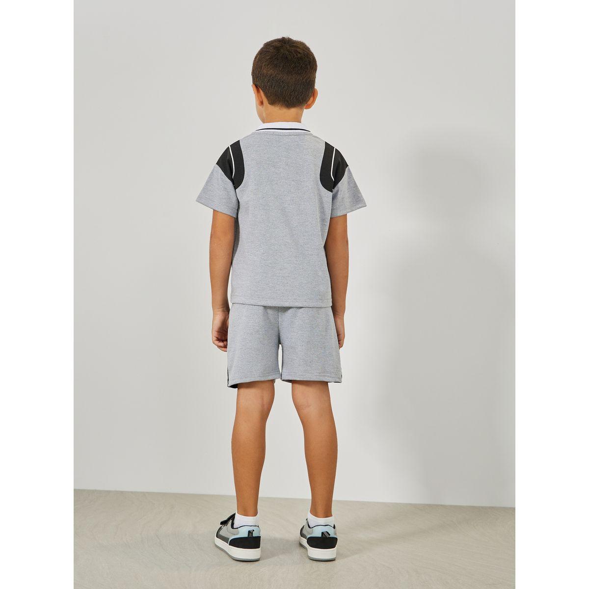 Styli Initial Patch Detail Polo T-Shirt & Shorts Set-boys-clothing-setsandcoords-image-4
