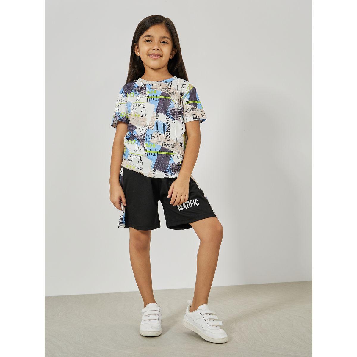 Styli All Over Print T-Shirt & Shorts Set-sports-girls-clothing-sets-image-1