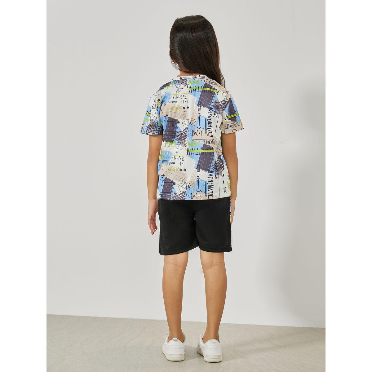 مجموعة من شورت وتيشيرت مطبع بالكامل-sports-girls-clothing-sets-image-4