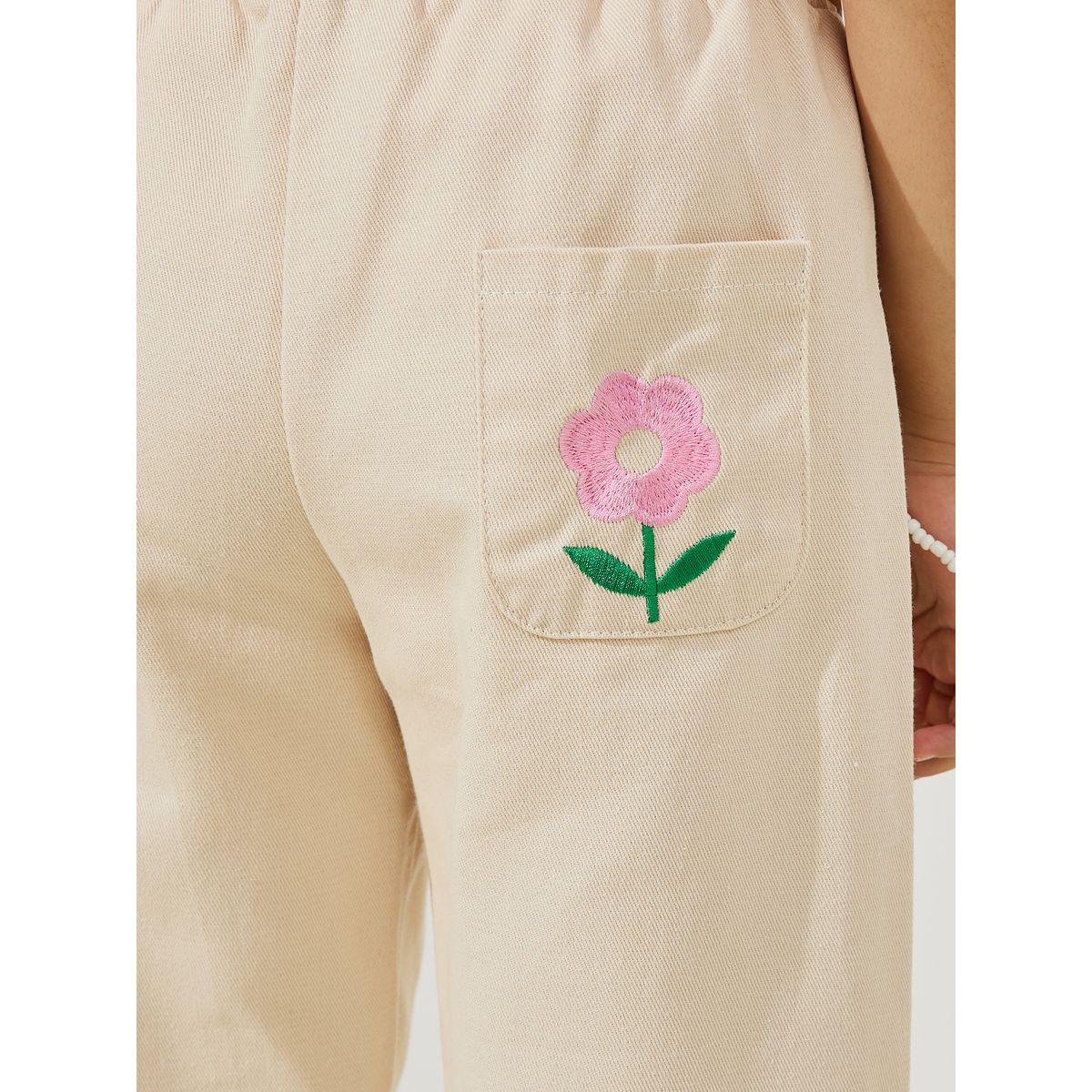 Styli Embroidery Detail Back Pocket Straight Fit Pants-girls-clothing-bottoms-trousers-image-3