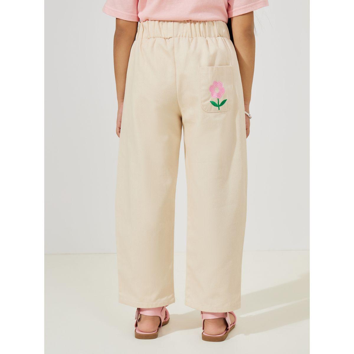 Styli Embroidery Detail Back Pocket Straight Fit Pants-girls-clothing-bottoms-trousers-image-4