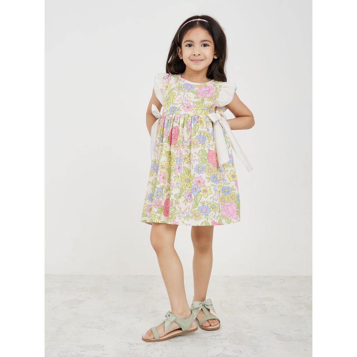 Styli  Bow Tie Ruffle Hem Smock Dress-girls-clothing-dressesandjumpsuits-image-1