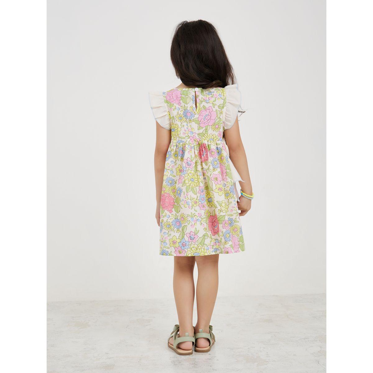 Styli  Bow Tie Ruffle Hem Smock Dress-girls-clothing-dressesandjumpsuits-image-4