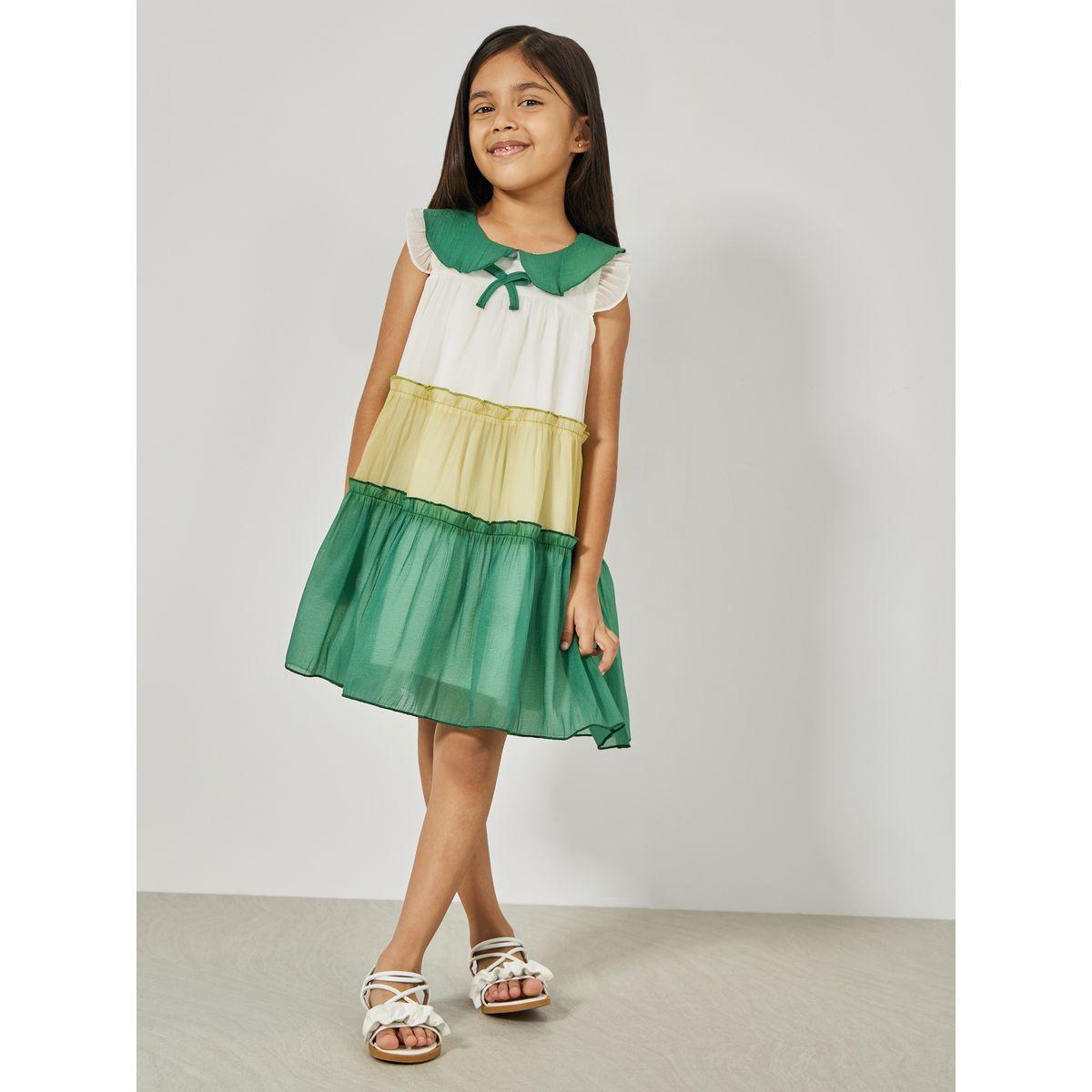 Styli Color Block Peter Pan Collar Chiffon Dress-girls-clothing-dressesandjumpsuits-image-1