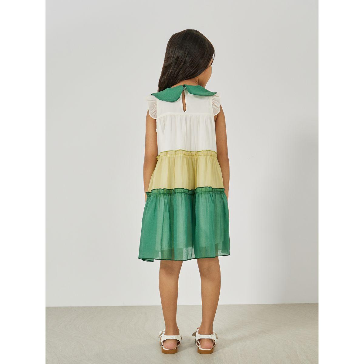 Styli Color Block Peter Pan Collar Chiffon Dress-girls-clothing-dressesandjumpsuits-image-4