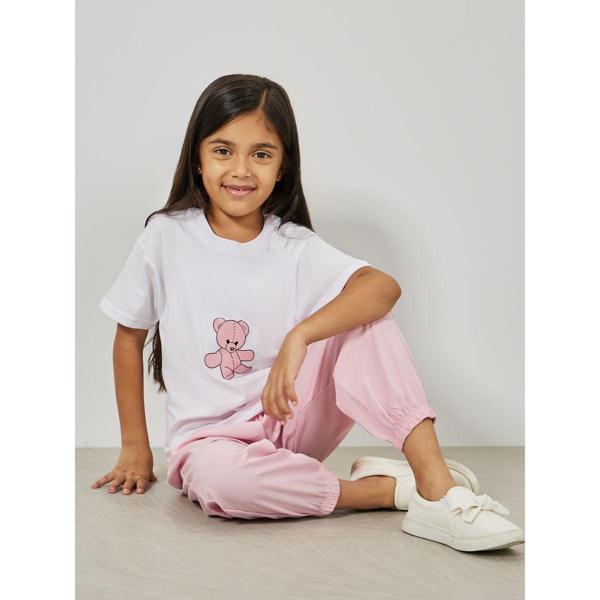 Styli Bear Print Loose Fit T-Shirt & Joggers Set-girls-clothing-setsandcoords-image-2