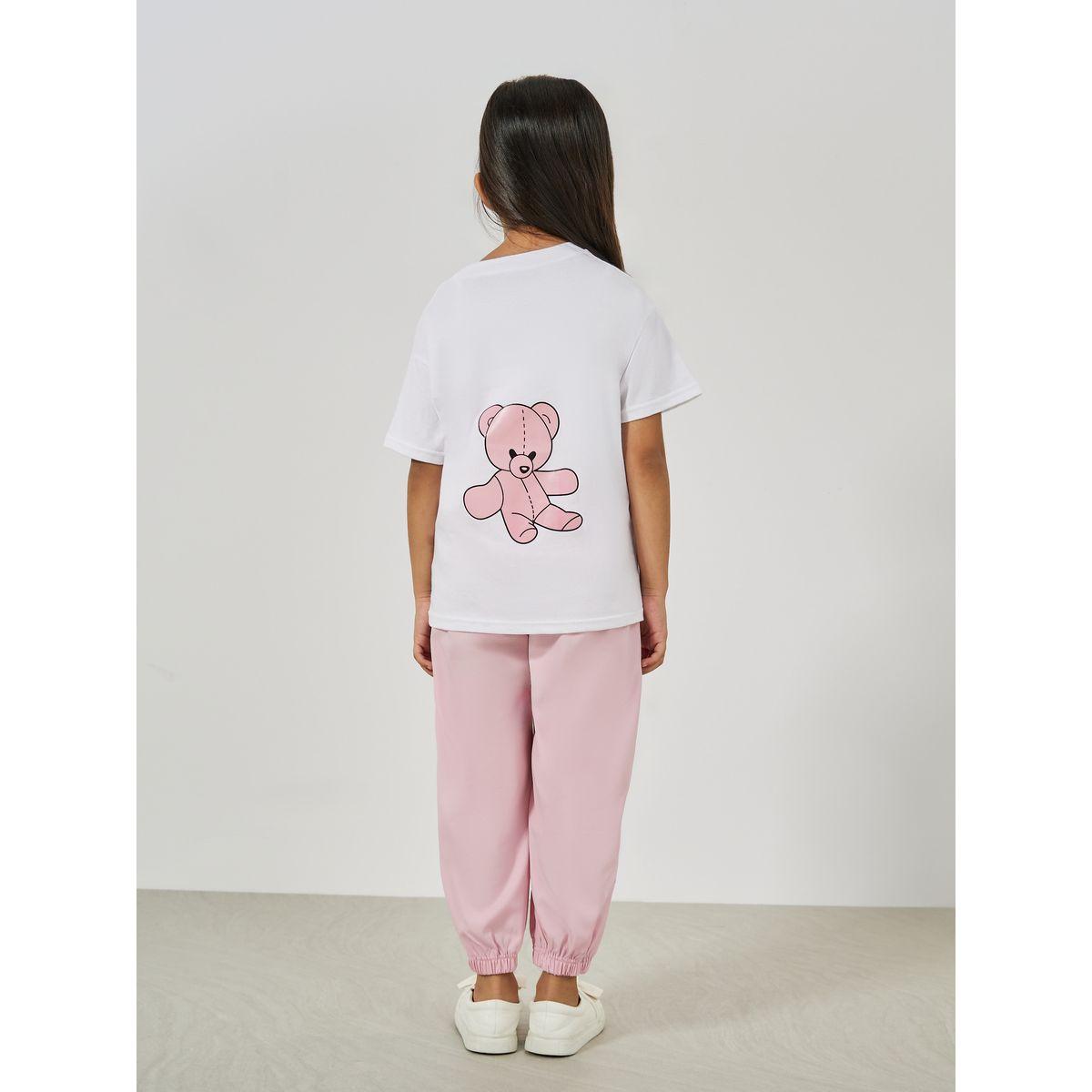 Styli Bear Print Loose Fit T-Shirt & Joggers Set-girls-clothing-setsandcoords-image-5