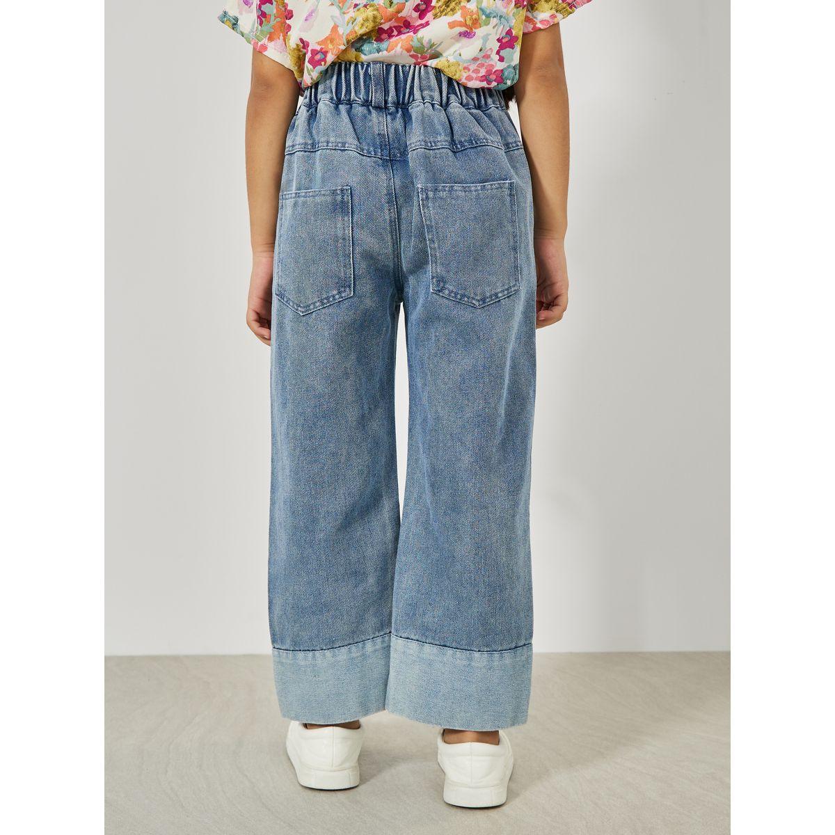 جينز بارجل مستقيمة وحواف بتداخلات مُتباينة-girls-clothing-bottoms-jeansandjeggings-image-4