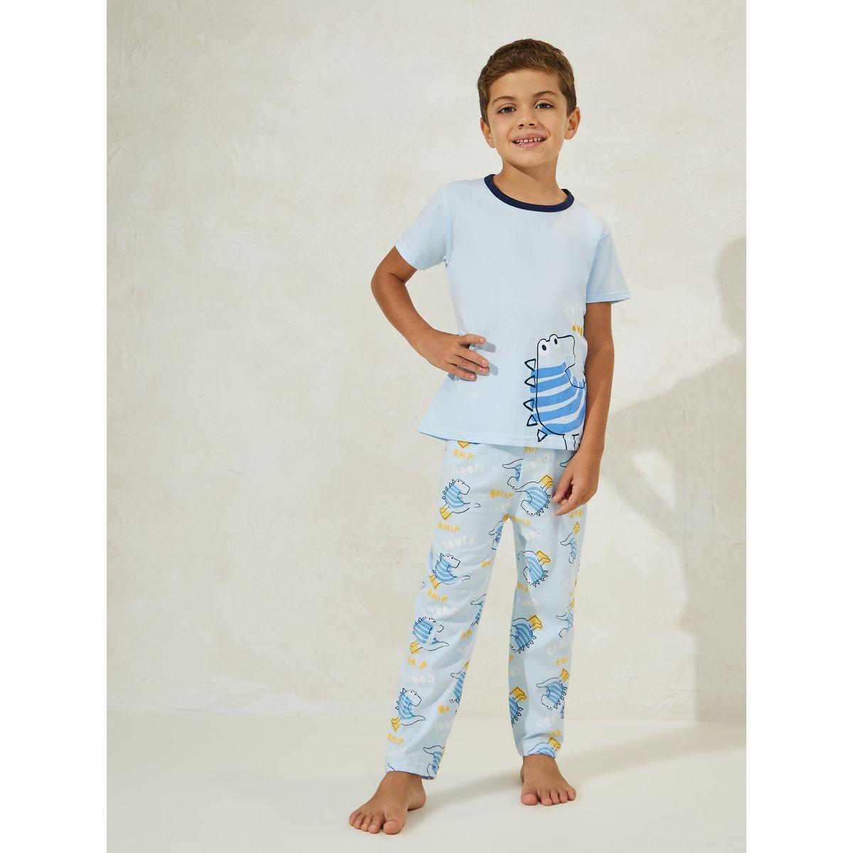 Styli Dino Print T-Shirt & Pyjama Set-boys-clothing-nightwear-image-1