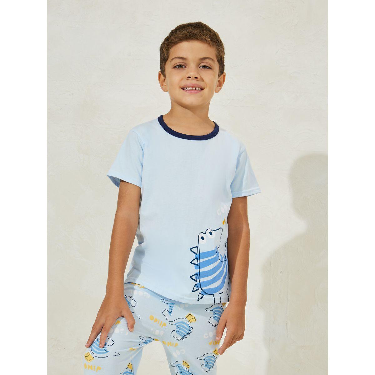 Styli Dino Print T-Shirt & Pyjama Set-boys-clothing-nightwear-image-2