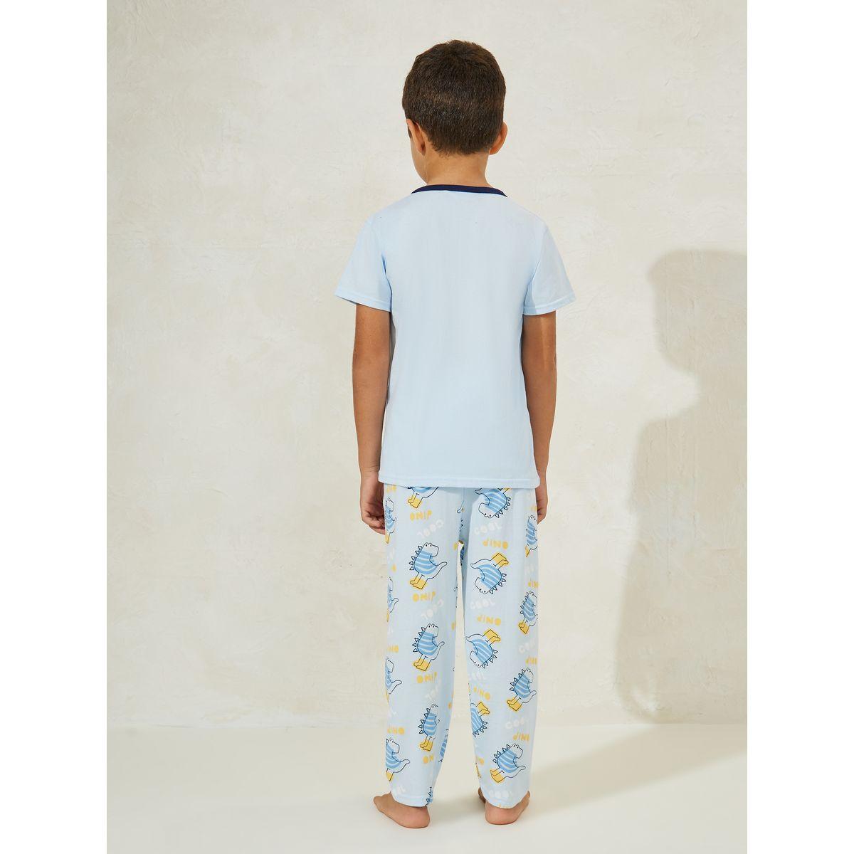 Styli Dino Print T-Shirt & Pyjama Set-boys-clothing-nightwear-image-4