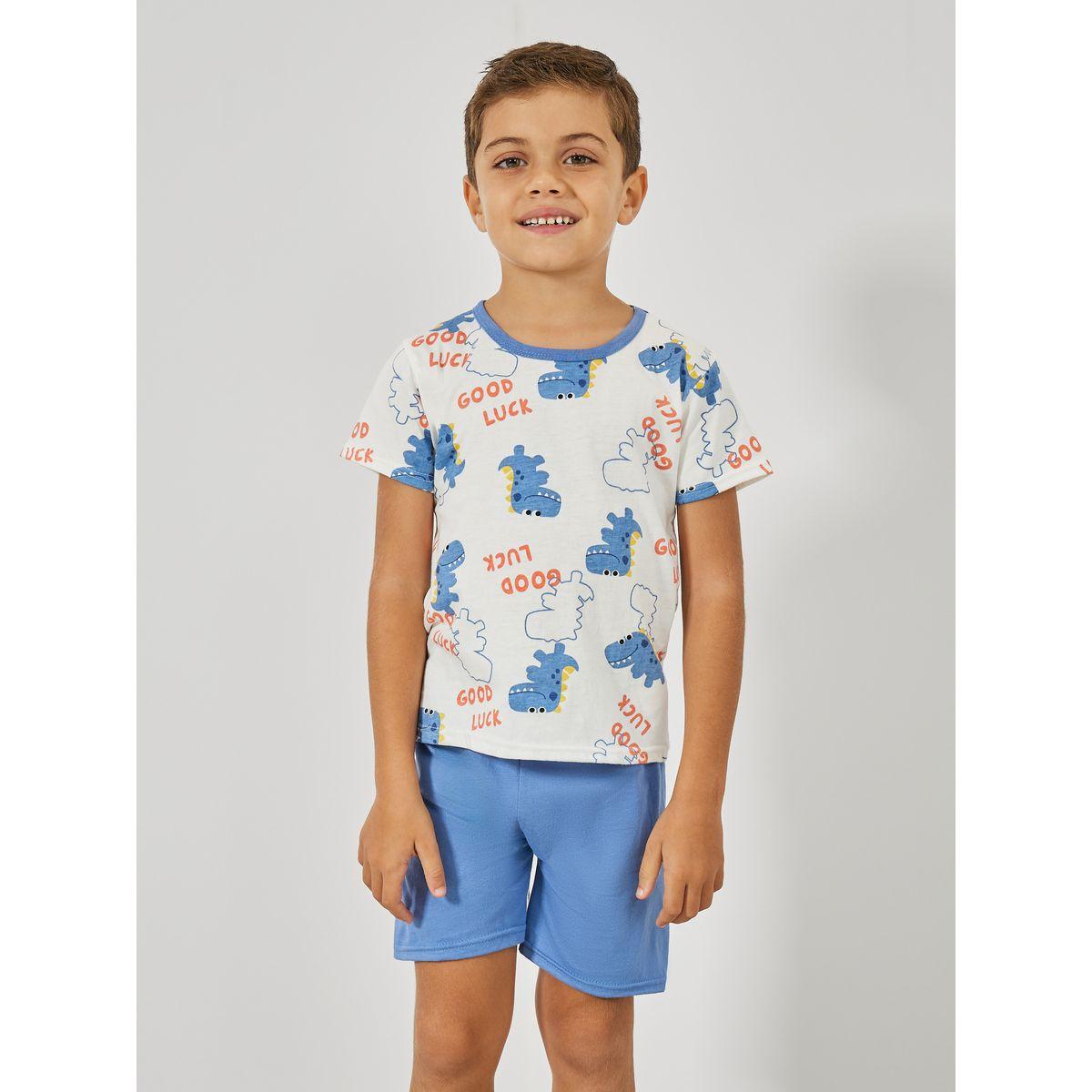 Styli Dinosaur Graphic Print T-Shirt & Shorts Set-boys-clothing-nightwear-image-2