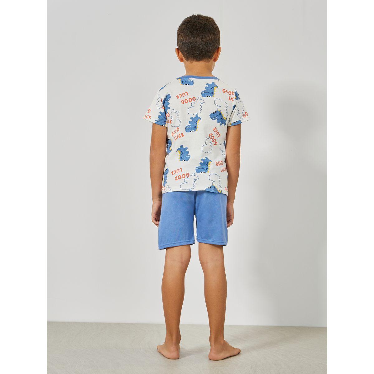 Styli Dinosaur Graphic Print T-Shirt & Shorts Set-boys-clothing-nightwear-image-4