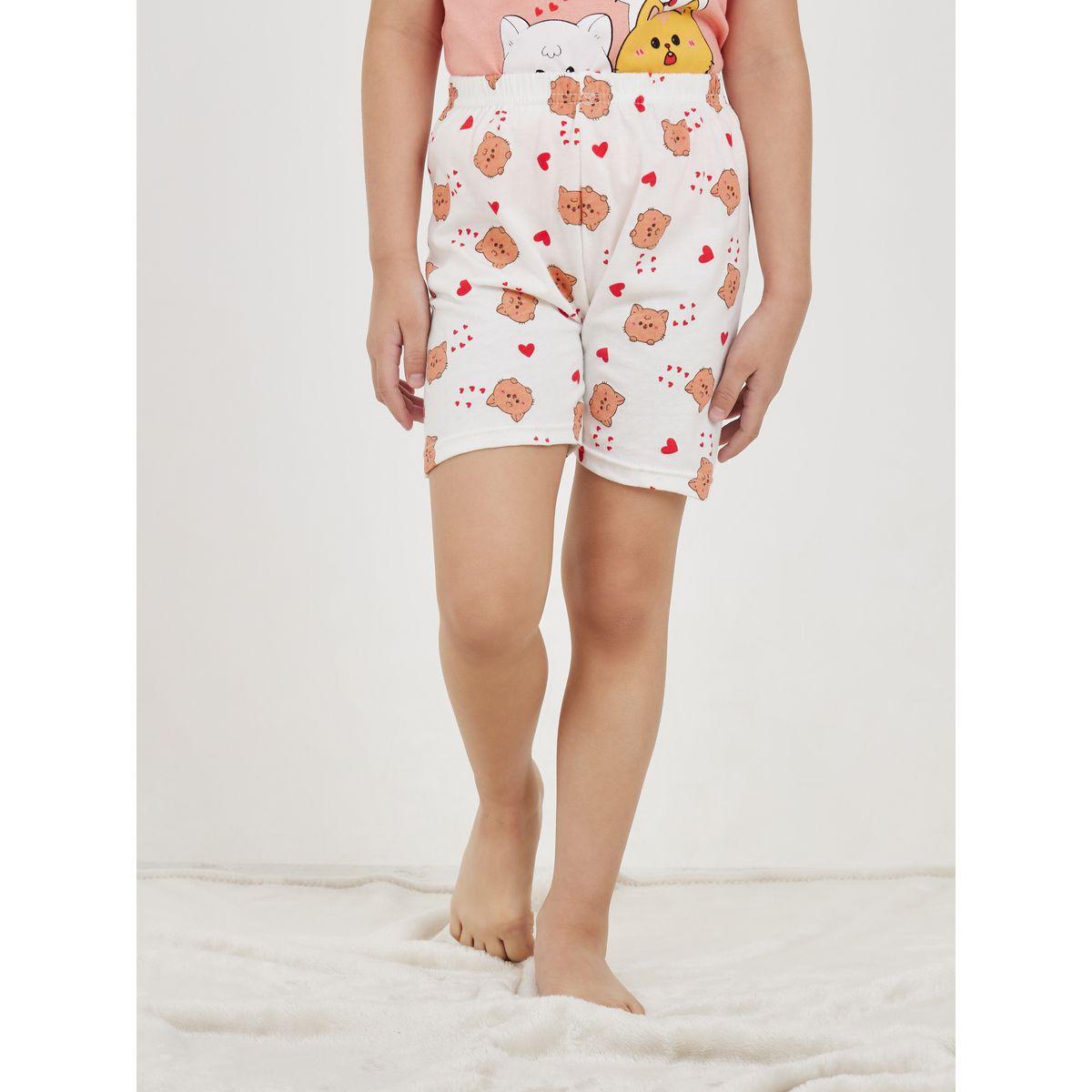 طقم من شورت بيجاما مع تيشيرت بطبعة كارتون-girls-clothing-nightwear-image-5