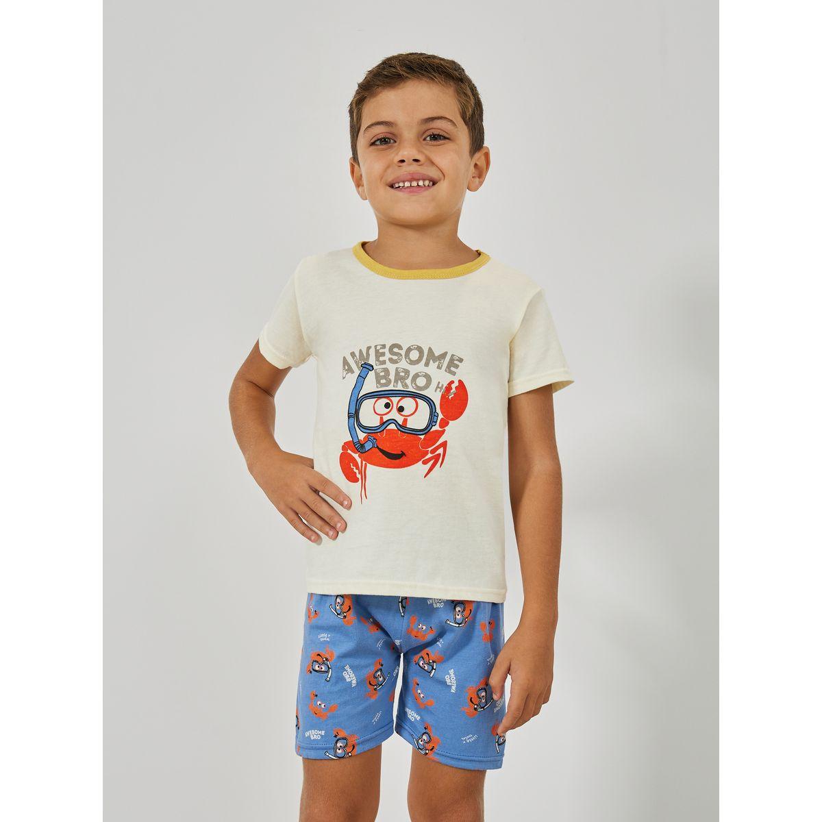 Styli Snorkeling Crab Graphic Print T-Shirt & Shorts Set-boys-clothing-nightwear-image-2
