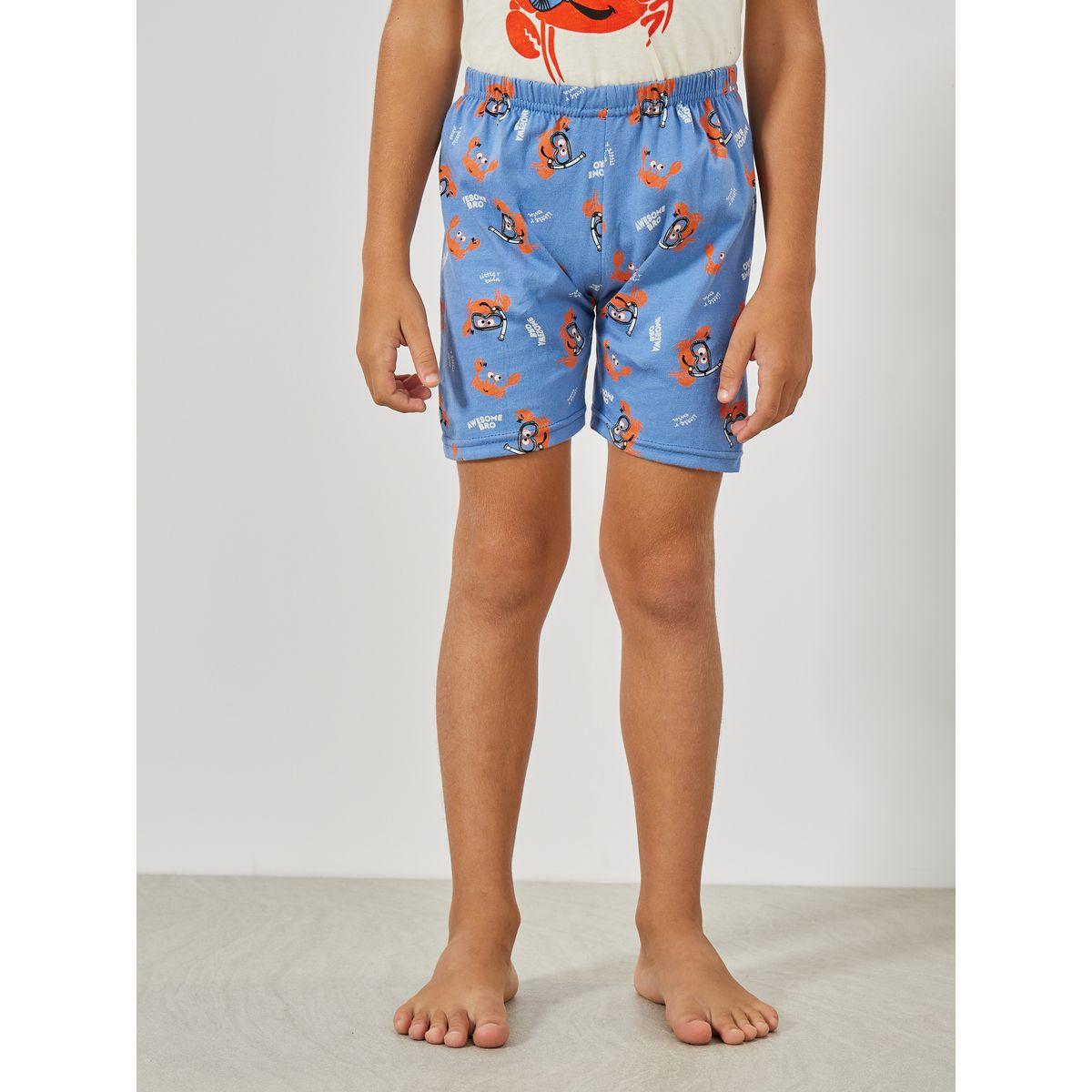 Styli Snorkeling Crab Graphic Print T-Shirt & Shorts Set-boys-clothing-nightwear-image-5