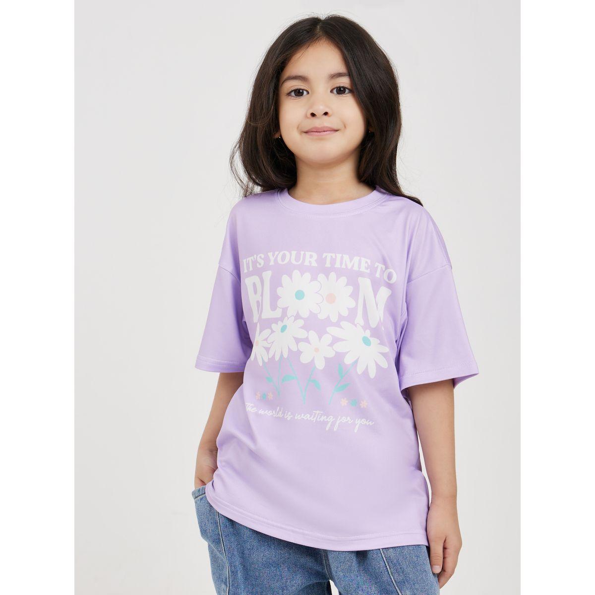 Styli Floral Print Drop Shoulder Sleeves T-Shirt-girls-clothing-blousesandshirts-image-1