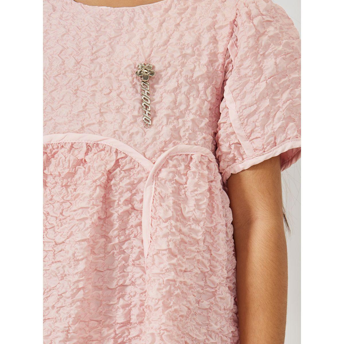 Styli Textured Puff Sleeves Smock Dress-girls-clothing-dressesandjumpsuits-image-3