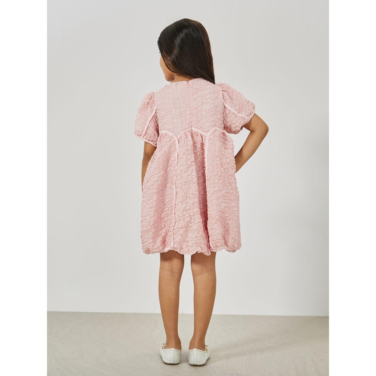 Styli Textured Puff Sleeves Smock Dress-girls-clothing-dressesandjumpsuits-image-4