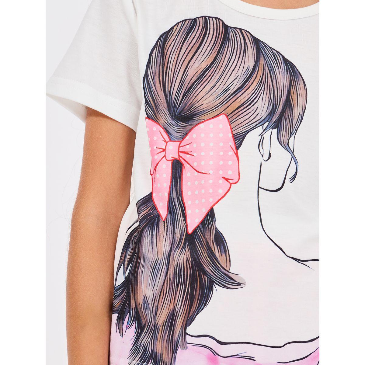 مجموعة من تنورة بحافة شبك مع تيشيرت بطبعة جرافيك-girls-clothing-setsandcoords-image-3