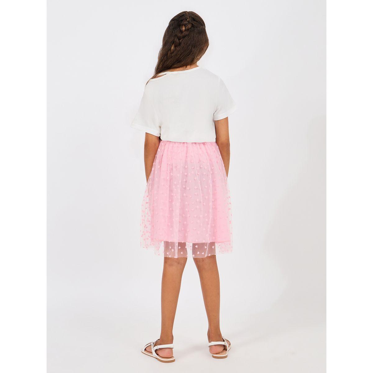 مجموعة من تنورة بحافة شبك مع تيشيرت بطبعة جرافيك-girls-clothing-setsandcoords-image-4