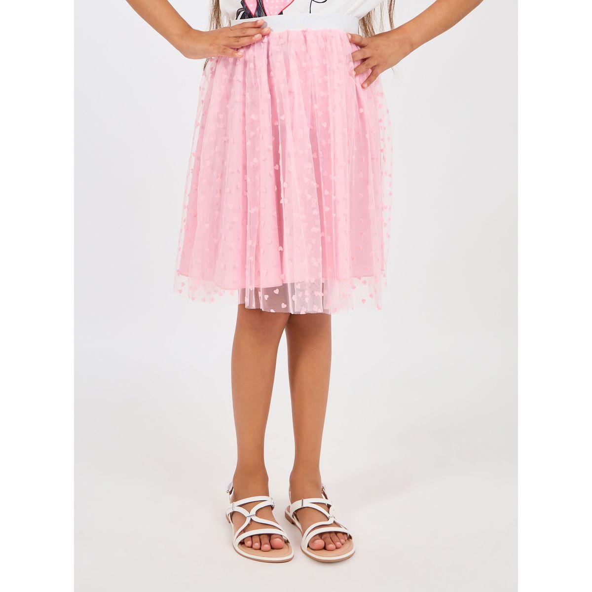 مجموعة من تنورة بحافة شبك مع تيشيرت بطبعة جرافيك-girls-clothing-setsandcoords-image-5