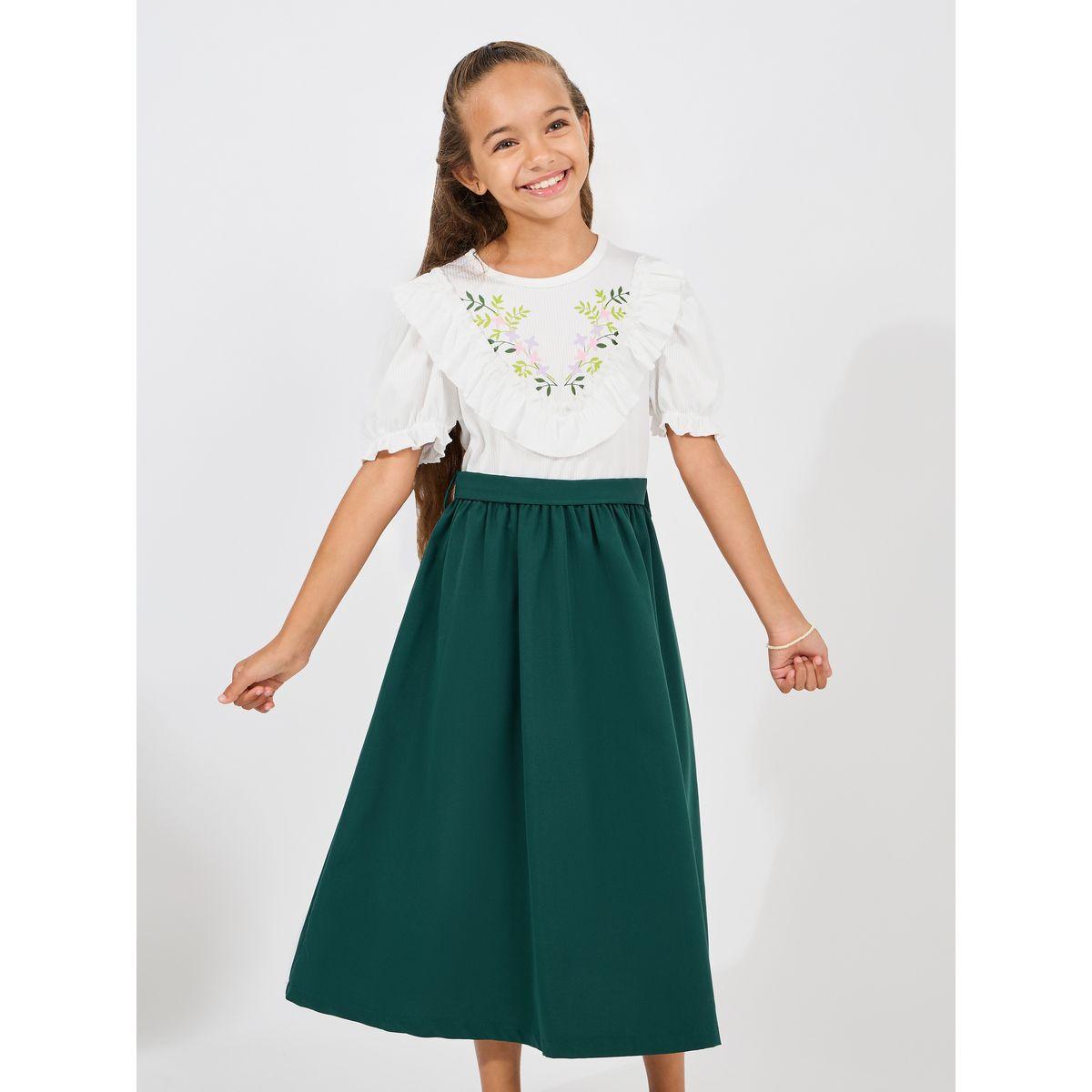 Styli Embroidery Ruffle Trim Dress-girls-clothing-dressesandjumpsuits-image-2